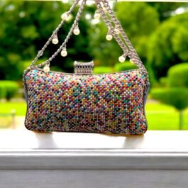 Crystal shine acrylic beaded clutch