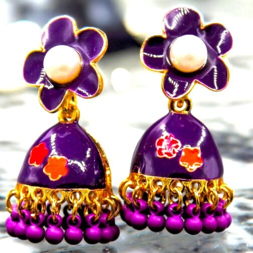 Multi color meenakari Juhmka - Image 13