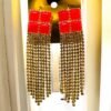 Red n Gold long  ear rings