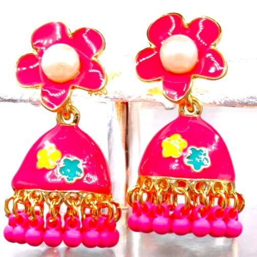 Multi color meenakari Juhmka - Image 2