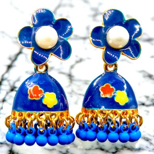 Multi color meenakari Juhmka - Image 8