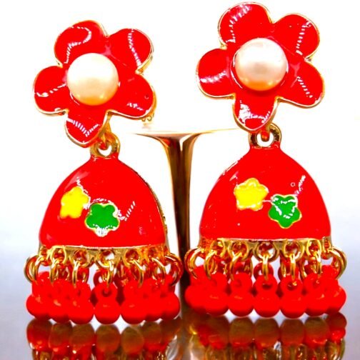 Multi color meenakari Juhmka - Image 9