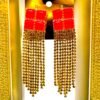 Red n Gold long  ear rings - Image 3