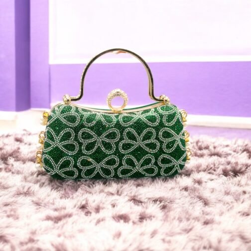 Green Rhinestone beaded Clutch - Image 3