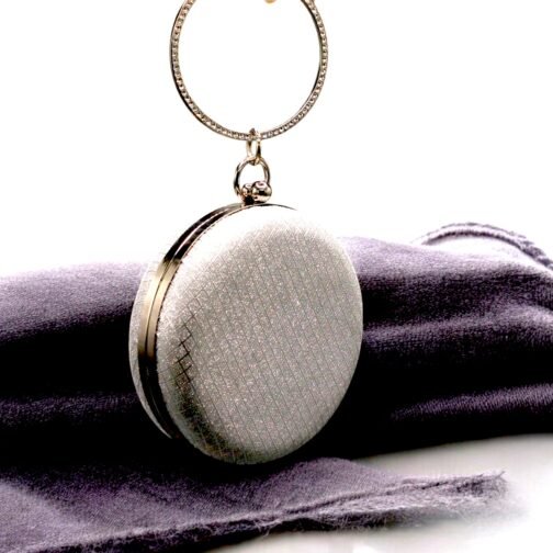Round Clutch with glitter  Rhinestone - Image 5