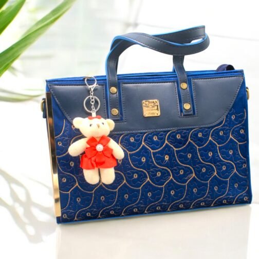 Velvet Tote Bags with front embroidery - Image 3