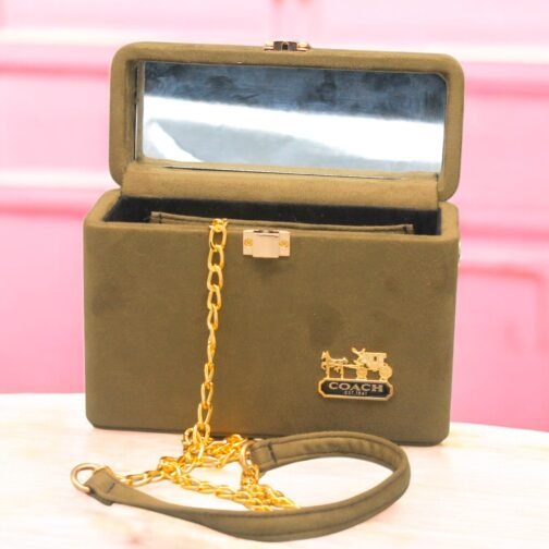 Wooden Velvet box with mirror - Image 2