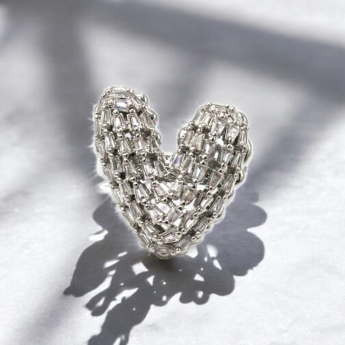 Heart shape silver ring for women's - Image 3