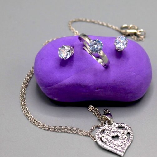 New Fashion Jewelry Silver Heart Locket Set - Image 3