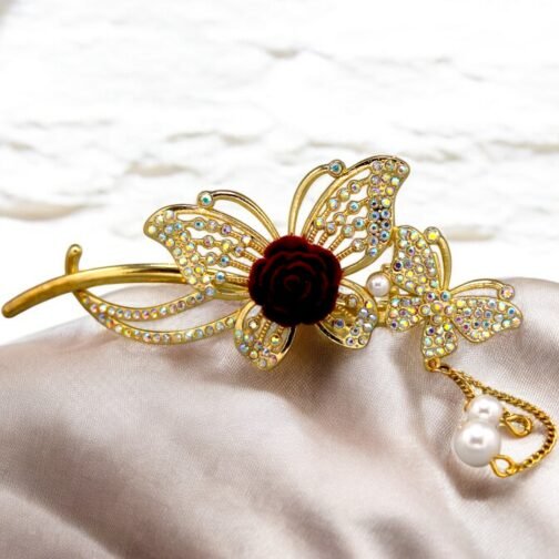 Butterfly Rhine Stones Metal Hair Pin - Image 4
