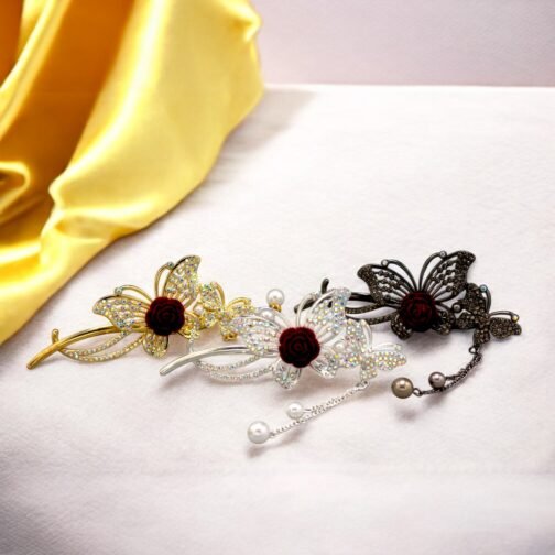 Butterfly Rhine Stones Metal Hair Pin - Image 2