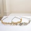 Pearl And Cristal Silver Head Band + Golden with Multi Shades Stones Head Band