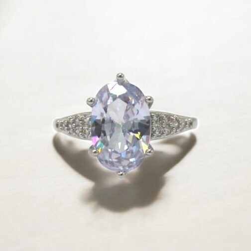 Silver rings with diamond cut stone - Image 2