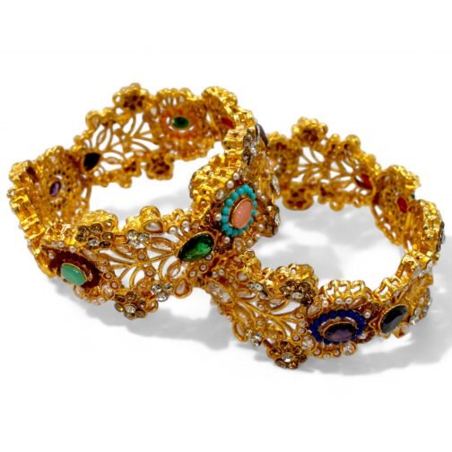 Elegant Stones And Zircon Antique Kangan - Image 5