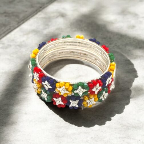 Round Party Charm Multi Flowers Bangles - Image 3
