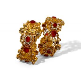 Elegant Stones And Mehroon Zircon Antique Kangan