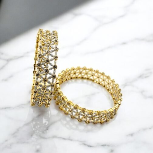 Real Rose Gold Plated American Diamond Cut Bangle - Image 2
