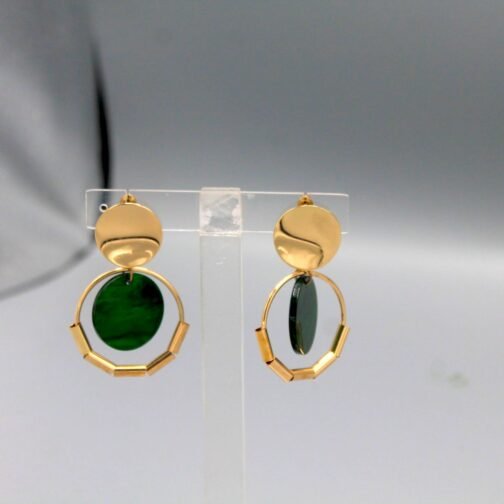 Round Malachite Design Earrings
