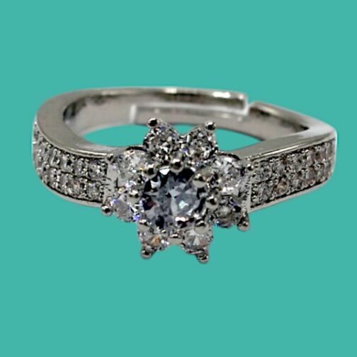 Platinum Diamond Flower Ring - Image 2