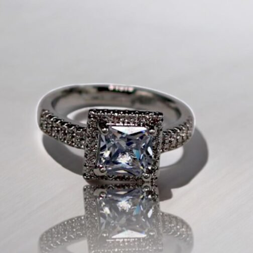 White zircon crystal ring
