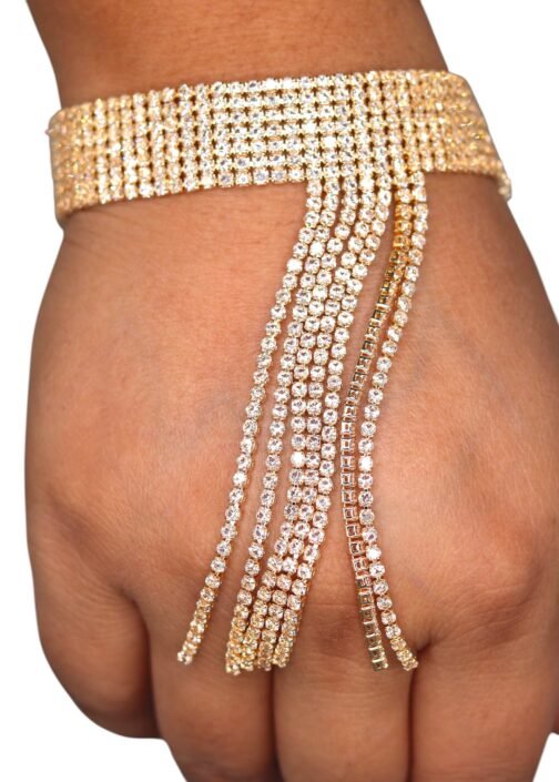 Golden multilayer long dangle designer bracelet - Image 3