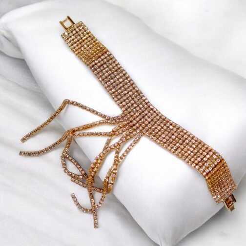 Golden multilayer long dangle designer bracelet - Image 4