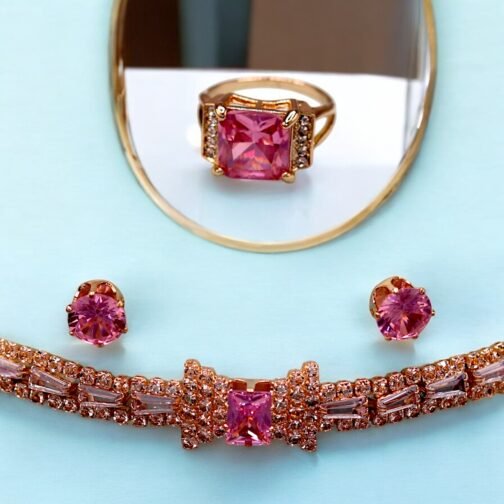 Pink topaz neckless set by mooieliefde - Image 3